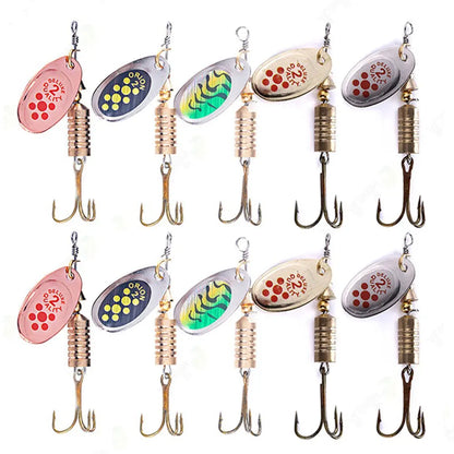 10pcs/Set Metal Spoon Spinner Fishing Lure Spoonbait Crankbaits Fishing Wobblers Artificial Bait for Freshwater and Saltwater