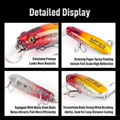 Kingdom 3PCS Sinking Floating Minnow Lure 55mm 9.8g  65mm 12.2g Artificial Hard Baits Wobblers Long Casting Seabass Trout Fishing Lure