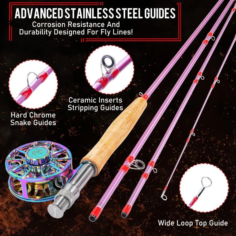 Ultra Light Portable Fly Fishing Rod and Reel Combo with Powerful Reel and Complete Accessories Ideal for Beginners and Outdoor