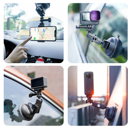 TELESIN Action Camera Phone Suction Cup Holder 360° Rotation Car Phone Stand For GoPro Insta360 DJI OSMO Action Smart Phone