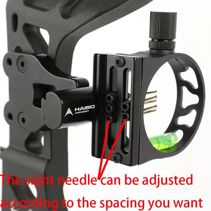 1pc Archery Compound Bow 5Pin Sight 0.019inch Optic Fiber Aluminium Bow Sight for Archery Hunting Shooting Targeting Aiming Tool