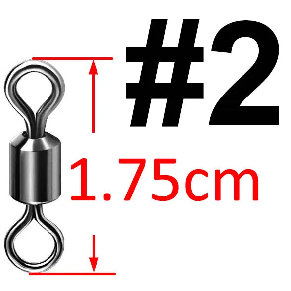 50pcs Bearing Swivel Fishing Connector Stainless Steel Carp Fishing Accessories Tackle Snap Fishhook Lure Solid Ring Swivel
