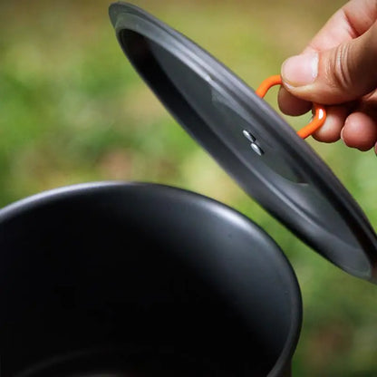 1.5L Outdoor Pot Camping Traveling Hiking Heat Collection Pot Campfire Cooking Tableware Camping Stove Portable Backpacking Pot