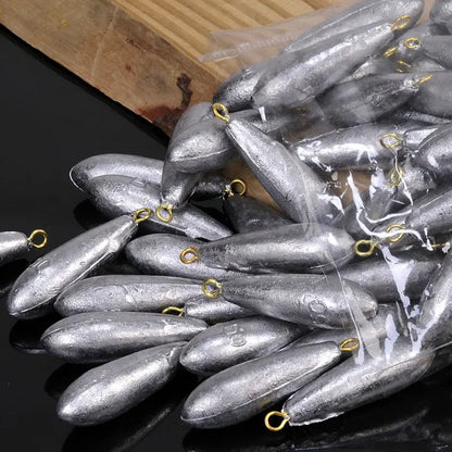 10PCS Pendant Willow Leaf Lead Pendant Ring Loyal Lead Pendant Sea Fishing Hanging Ring Leader Rafting Fishing Gear