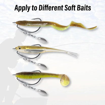 25Pcs Underspin Weighted Swimbait Hooks With Spinner Blades Bass Trout Worm Fishing Hooks Saltwater Freshwater