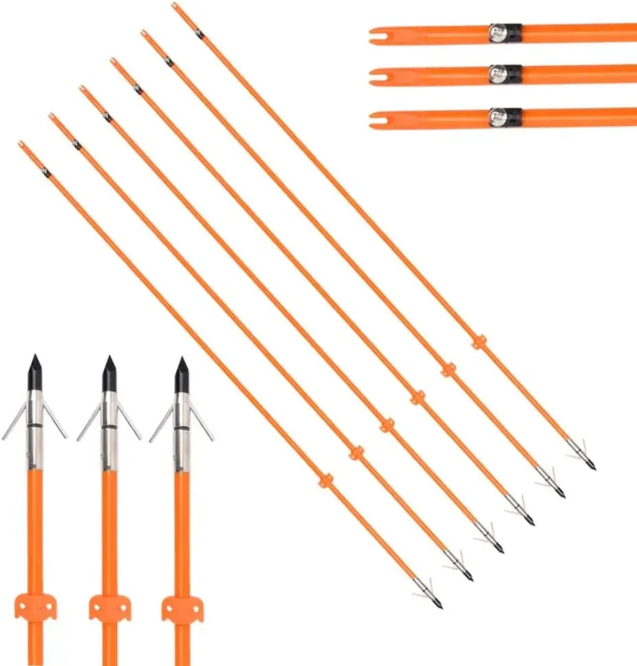Elong Bow Fishing 32 Inch 5/16" Hunting Arrows Archery Fiberglass Arrows with Safety Slides Broadheads