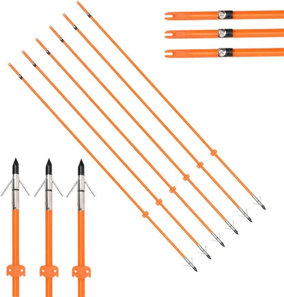 Elong Bow Fishing 32 Inch 5/16" Hunting Arrows Archery Fiberglass Arrows with Safety Slides Broadheads
