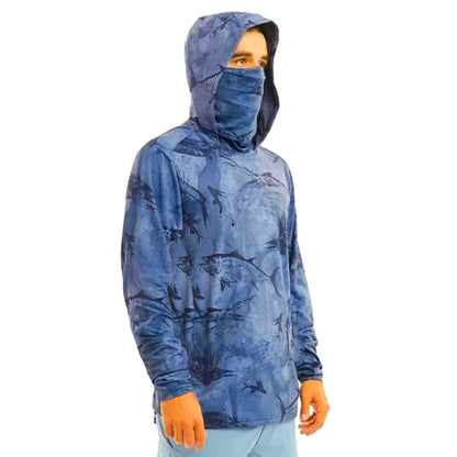 Fishing Hoodie Shirt Sailing Breathable Mask Neck Men Sun Protection Hunting Jersey Camisa De Pesca Fish Gear Beach Tops Wear