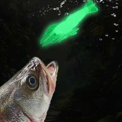 60‑Piece Luminous Shrimp Lure Set - Glow‑in‑the‑Dark Soft Plastic Artificial Baits With Hooks | Realistic Freshwater And Saltwater Fishing Tackle, Simulation Shrimp‑Shaped Jigs For Night Fishing, Ideal For Catching