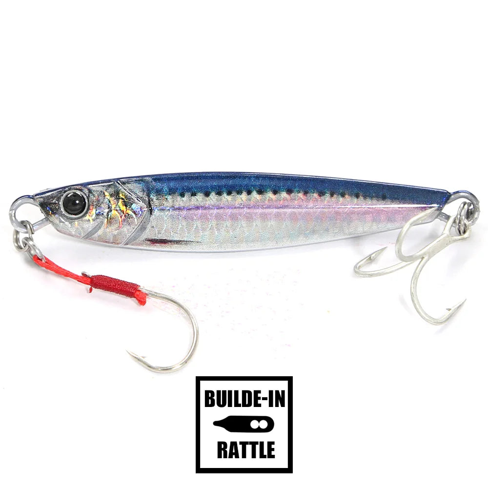 B&U Rattle Jig Sea Fishing Lures Metal Jig 40g 60g 80g Long Casting Spinning Artificial Bait with Hook Spoon Tackle