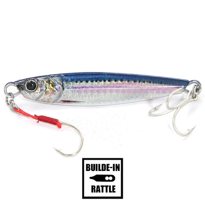 B&U Rattle Jig Sea Fishing Lures Metal Jig 40g 60g 80g Long Casting Spinning Artificial Bait with Hook Spoon Tackle