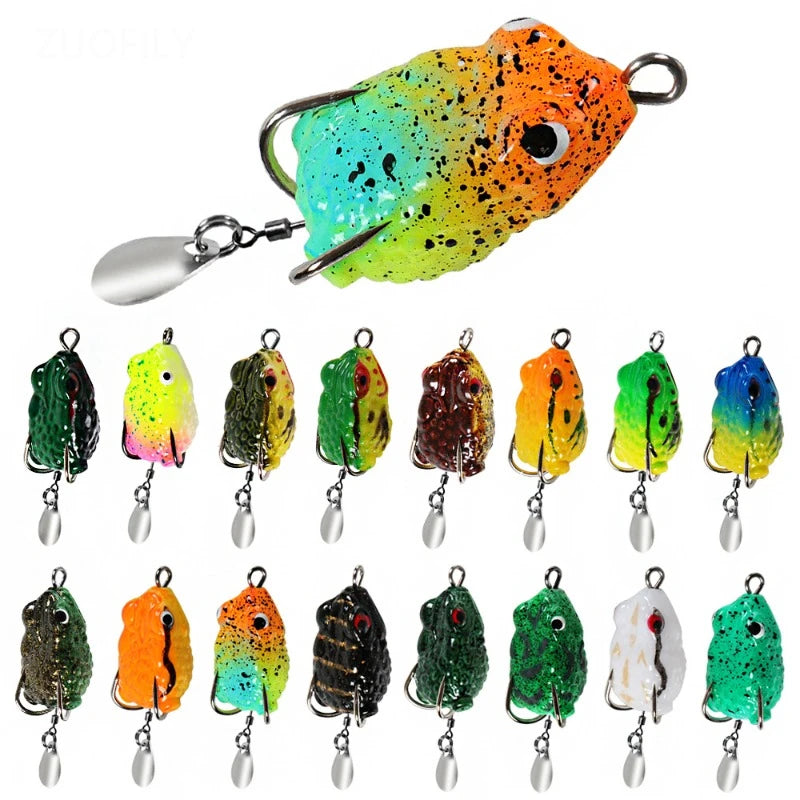 2.5cm/3g Mini Thunder Frog Soft Fishing Lures Artificial Bait Fishing Wobbler Silicone Baits with Metal Glitter Frog Lure Trout