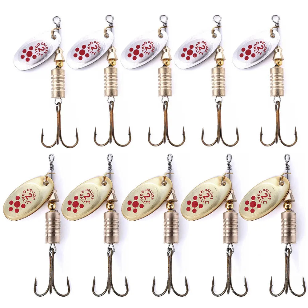 10pcs/Set Metal Spoon Spinner Fishing Lure Spoonbait Crankbaits Fishing Wobblers Artificial Bait for Freshwater and Saltwater