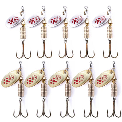 10pcs/Set Metal Spoon Spinner Fishing Lure Spoonbait Crankbaits Fishing Wobblers Artificial Bait for Freshwater and Saltwater