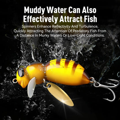 Kingdom 3pcs Wasp Minnow Lure 35mm 3.9g Floating Artificial Hard Wobblers With Spinner Single Hook For Freshwater Bass Trout Pike Fishing