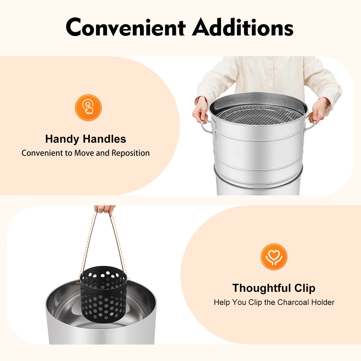 Charcoal Barbecue Grill Portable Outdoor- 360° Even Heating Stainless Steel Oil-Carbon Separation with 50 Skewers Camping/Picnic