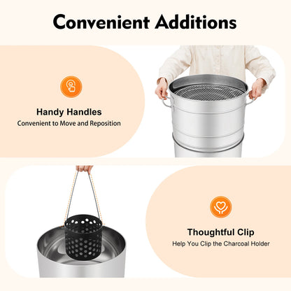 Charcoal Barbecue Grill Portable Outdoor- 360° Even Heating Stainless Steel Oil-Carbon Separation with 50 Skewers Camping/Picnic