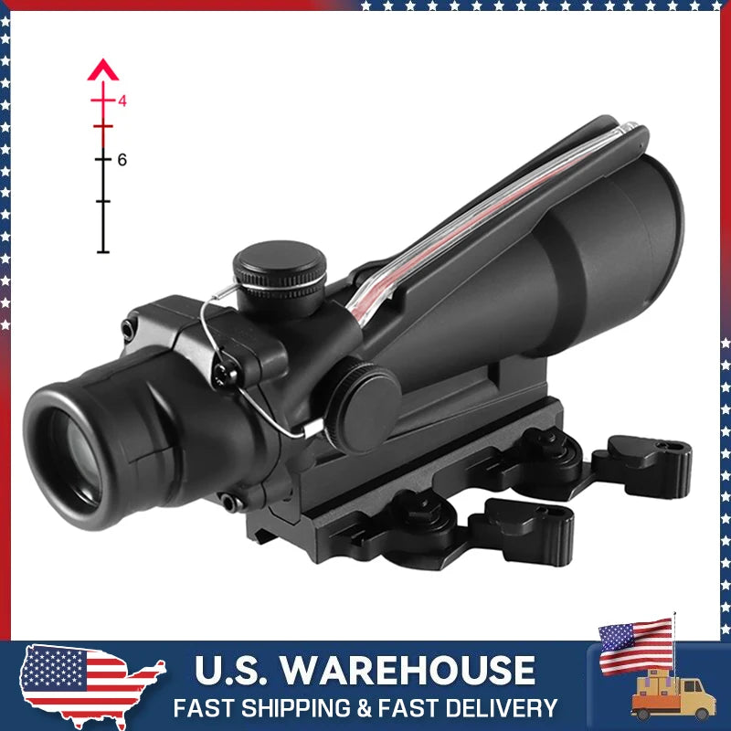 TA11F HuntingScope 4x32mm for Hunting Real Fiber Optics Red Dot Illuminated Etched Reticle Tactical Optical Sight