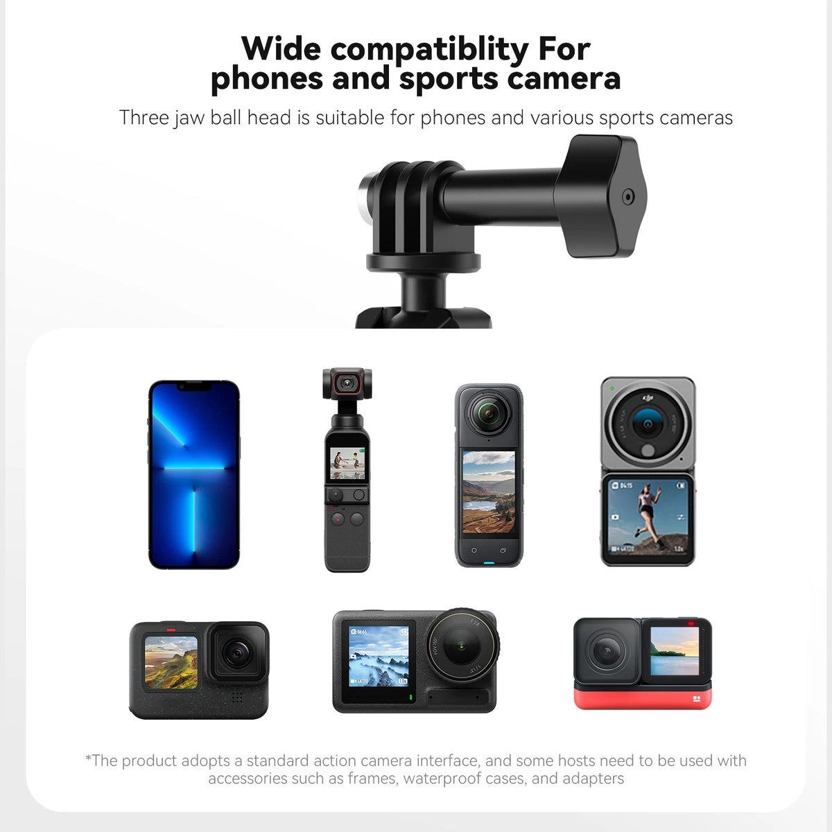 TELESIN Action Camera Phone Suction Cup Holder 360° Rotation Car Phone Stand For GoPro Insta360 DJI OSMO Action Smart Phone