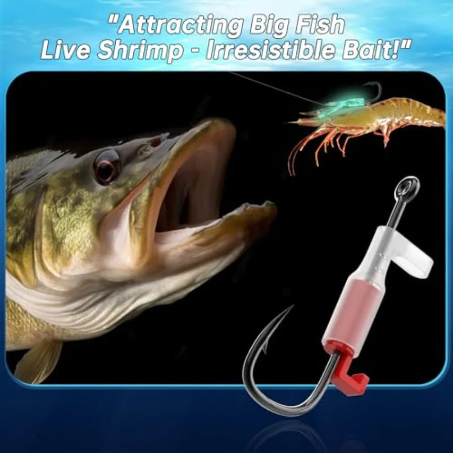 10 Pcs Luminous Live Shrimp Hooks with Night Light High Carbon Steel Barbed Saltwater Corrosion-Resistant for Freshwater Saltwa