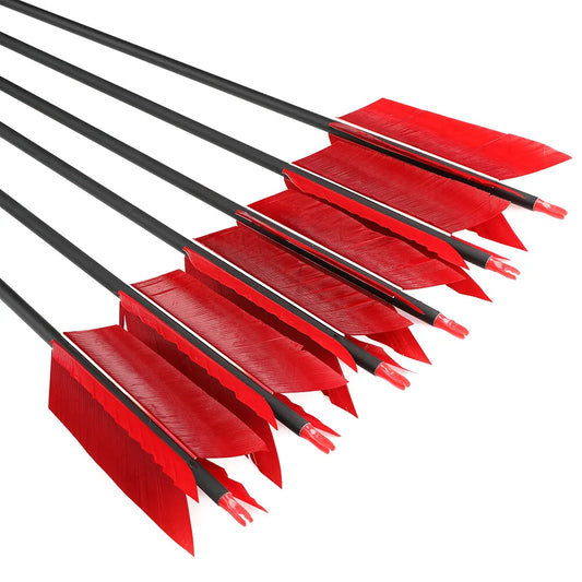 12pcs 30" Archery Carbon Arrows FLU-FLU 4 Turkey Feather Bow Target Hunting Archery Arrow