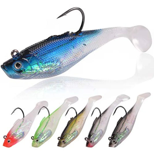 Pre-Rigged Jig Head Soft Fishing Lures, Paddle Tail Swimbaits for Bass Fishing Shad Freshwater Saltwater Fishing Trout Pike Wal