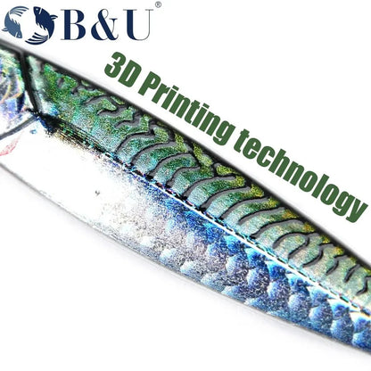 B&U Rattle Jig Sea Fishing Lures Metal Jig 40g 60g 80g Long Casting Spinning Artificial Bait with Hook Spoon Tackle
