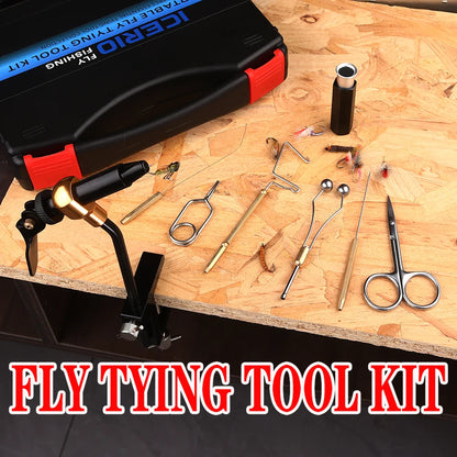 8pcs/set Portable Fly Tying Tool Kit Hardened Steel C-Clamp Vise Bobbin Holder Threader Whip Finisher Hair Stacker Bodkin Needle
