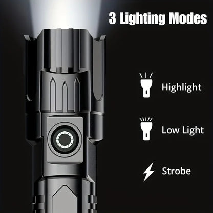 Super Bright XHP50 Powerful Led Flashlight Power Bank Torch Light USB Rechargeable Camping Tactical Flashlights with COB Lamp