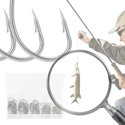 100PCS/Box Fishing Hooks Set High Carbon Steel Barbed FishHooks Carp Fishhook for Freshwater Saltwater Fishing Accessories