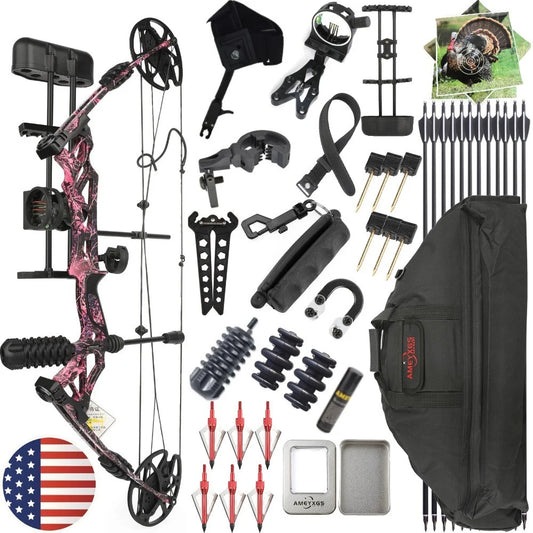 KAIMEI HAN 30-70lbs Compound Bow Carbon Arrows Set 320FPS With Release Sight for Archery Target Shooting Hunting Compound Bow