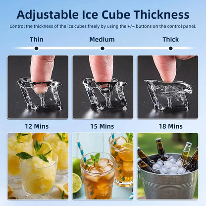 Commercial Ice Maker 80Lbs/24H Freestanding 24Lbs Storage Self-Cleaning LCD Stainless Steel for Home Bar Restaurant, Custom