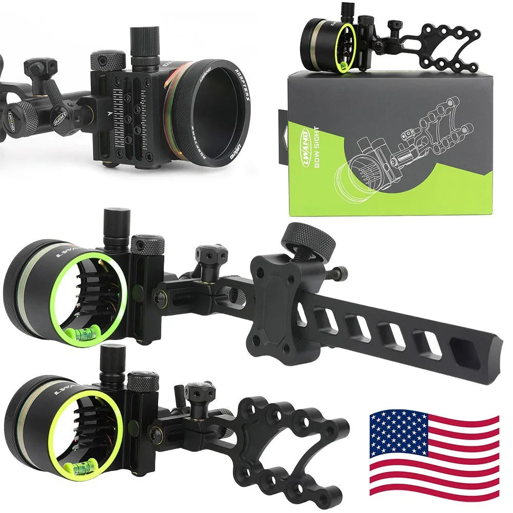 Archery Compound Bow 5 Pin Sight 0.019'' Fiber Optic Adjustable Right Hand Hunting Shooting Outdoor Target Practice Accessories