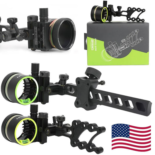 Archery Compound Bow 5 Pin Sight 0.019'' Fiber Optic Adjustable Right Hand Hunting Shooting Outdoor Target Practice Accessories
