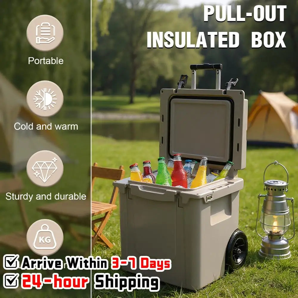 5L Insulated Wheeled Cooler with Wheels and Handle Roller Cooler with Leak-Proof Tight Latches for Beach Camping Picnics More