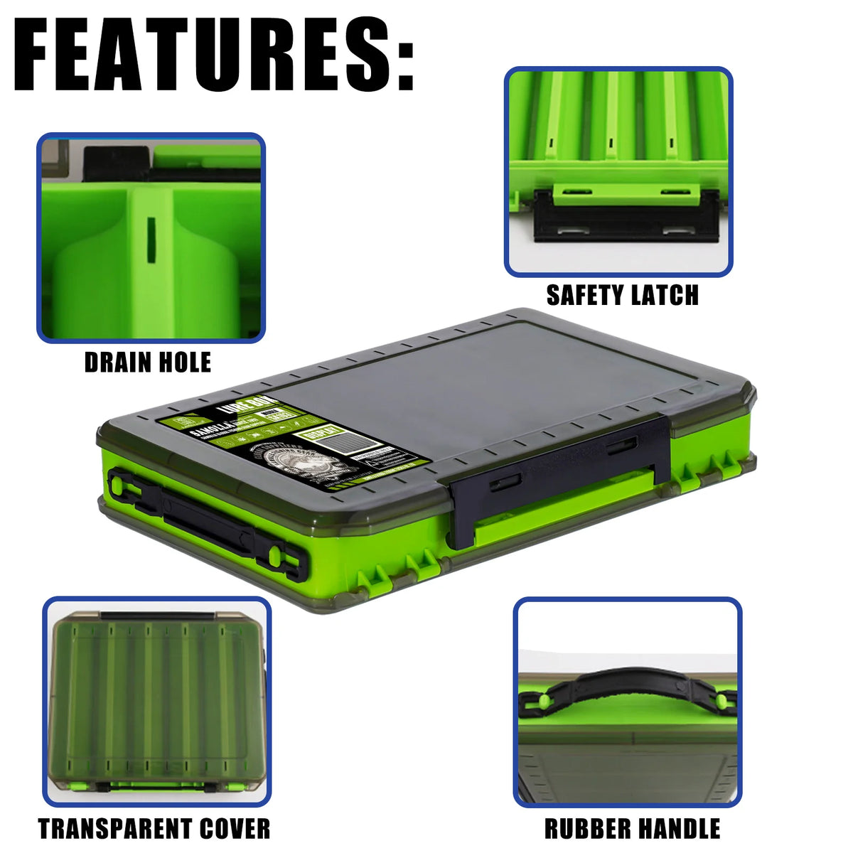 Double Sided Lure Baits Box Fishing Large Compartments Plastic Accessories Storage Tackle Container Case Adjustable Organizer