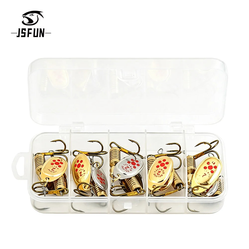 10Pcs Gold & Silver Spinning Sequins Fishing Lures Anti‑Corrosion Metal Spoon Bait Hard Spinner‑Bait for Freshwater Bass Trout