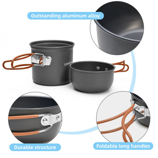 Camping Cooking Set Camping Cookware Portable Mess Kit Camping Pot and Pans Cooking Set Camping Cookware Camping Pot and Pan