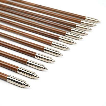 Archery Bamboo Arrows 12 Pack Practice Targeting Hunting Arrow Handmade Self Nock 6.2 Turkey Feather Fletched for Longbow Tradi