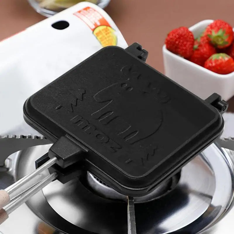 Grilled Cheese Maker Double Sided Detachable Portable Sandwich Cooker Camping Sandwich Maker Toaster With Wooden Handle outdoor