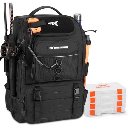 KastKing KarryAll Fishing Tackle Backpack with Rod Holder 4 Tackle Boxes,40/26L Tackle Bag Storage