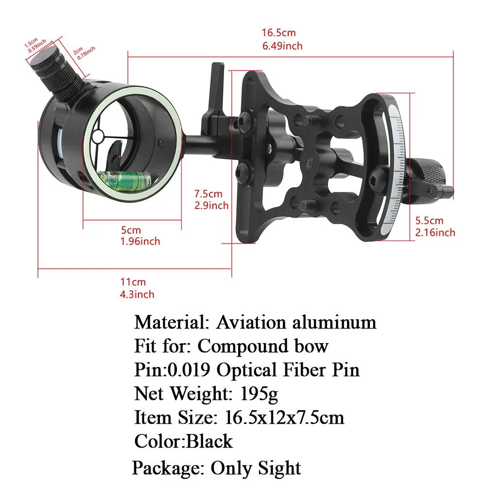 Archery Aviation Aluminum Bow Sight 2 Pin 0.019" Micro Adjustable Archery Shooting Target Hunting for Compound Bows Accessory