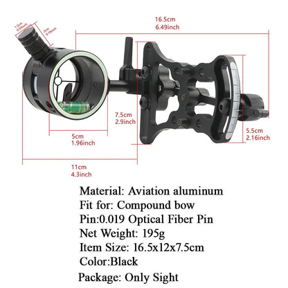 Archery Aviation Aluminum Bow Sight 2 Pin 0.019" Micro Adjustable Archery Shooting Target Hunting for Compound Bows Accessory