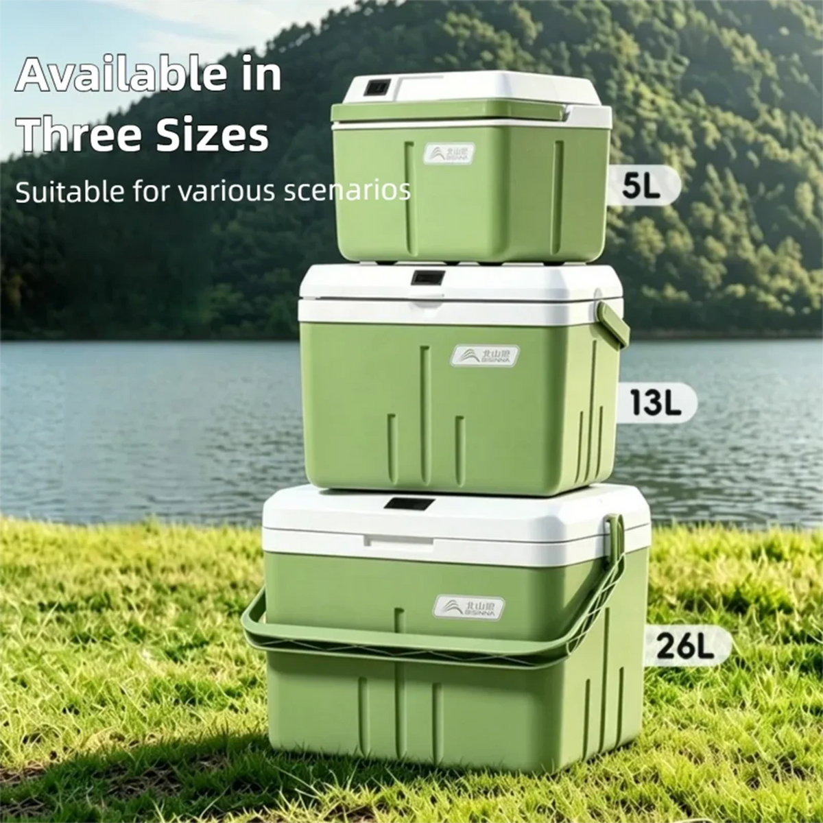 BISINNA Portable Ice Box Large Capacity Outdoor Travel Car Fridge with Temperature Display Camping Fishing Beach Cooler Box