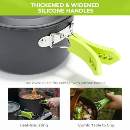 Lightweight Portable Camping Cookware Set with 3L Pot 1.7L Pot 8 Non-Stick Frying Pan 0.8L Kettle for Outdoor Cooking Backpacki