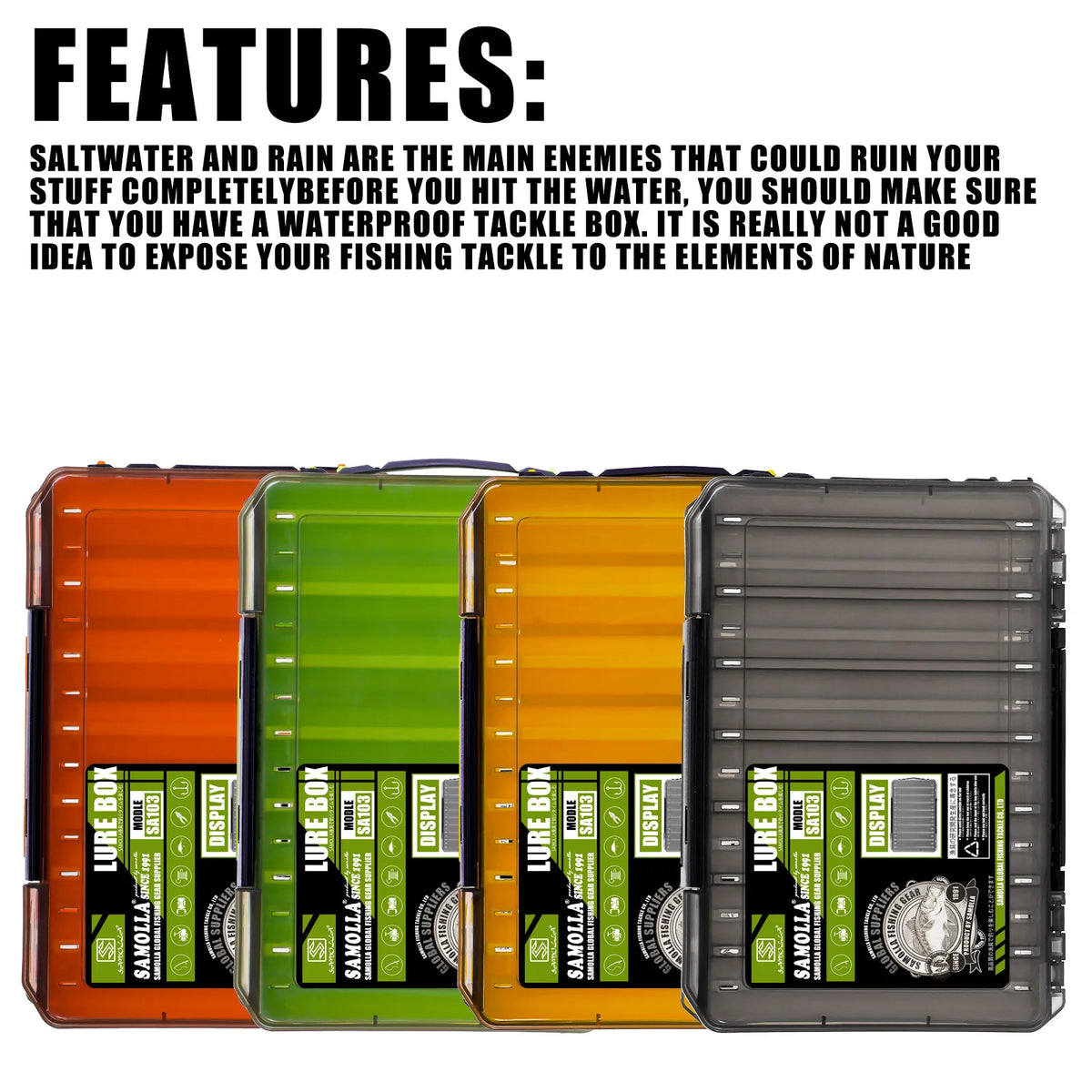 Double Sided Lure Baits Box Fishing Large Compartments Plastic Accessories Storage Tackle Container Case Adjustable Organizer