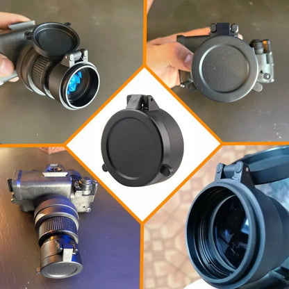 25-69mm Caliber Rifle Scope Lens Protection Cover Spring Quick Flip Up Dust-proof Caps for Tactical Hunt Optics Telescope Sight
