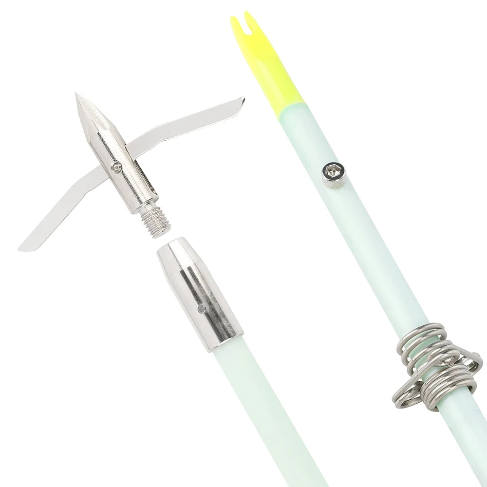 Archery Bowfishing Arrows OD 8mm Solid Fiberglass Arrow Carbon Steel Arrowhead Metal Fishings Slider  Hunting Fishing 3/6pcs