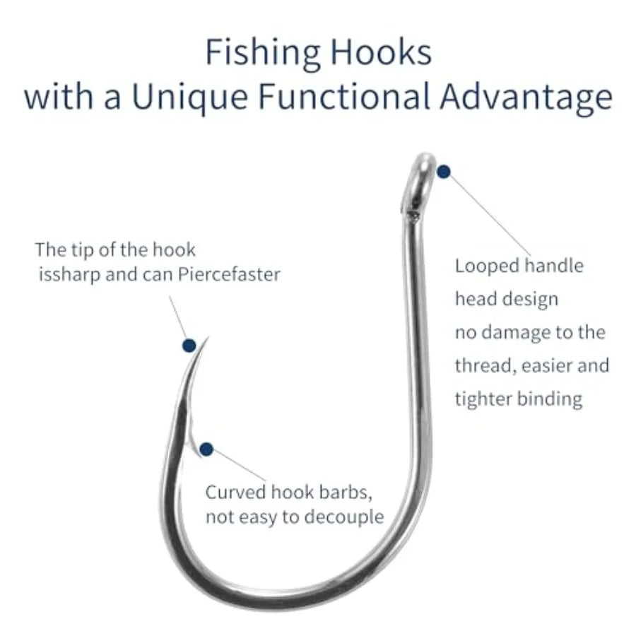 300PCS Fishing Hooks 18 Sizes High-Carbon Steel Barbed Fish Hooks with Holes Fishing Gear with Storage Box Suitable for Fishing