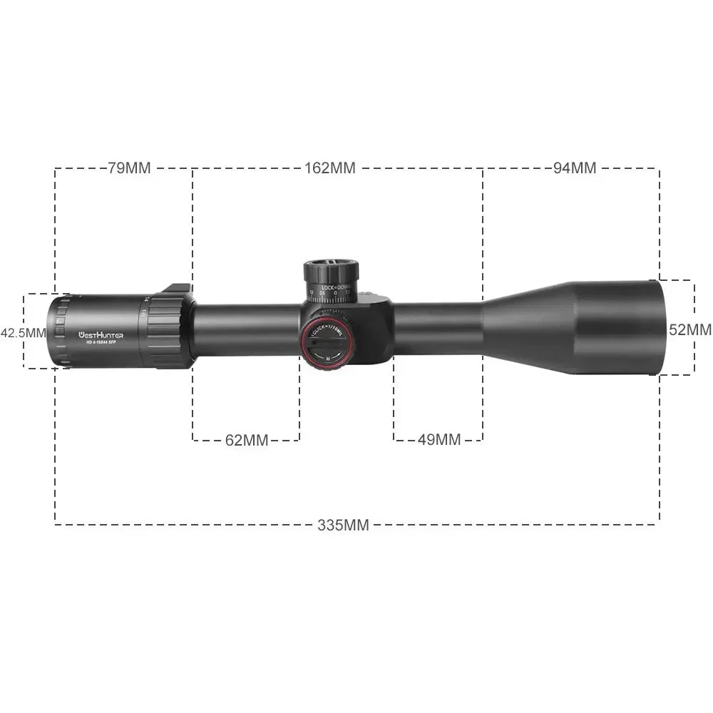 WestHunter HD 4-16X44 SFP Riflescope 1/10 MIL Glass Etched Reticle Hunting Scope Second Focal Plane 30mm Tube Optical Sights